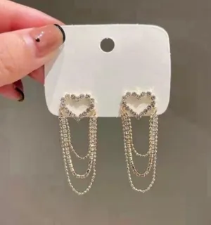 Love Heart Tassel Dangle Drop Earrings for Women thumbnail 1