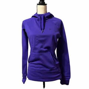 Nike Therma-Fit Womens Purple Drawstring Fingerholes Funnel Hoodie Sz S Athletic thumbnail 2