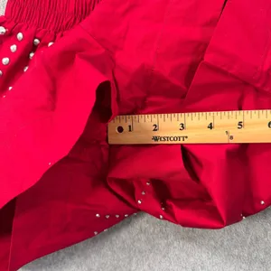 TCEC Studded Rhinestone Shorts Women's Small Crimson Red Elastic Waist Pockets thumbnail 7