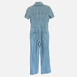 Avec Les Filles Light Wash‎ Denim Short Sleeve Button Front Utility Jumpsuit 26 thumbnail 5