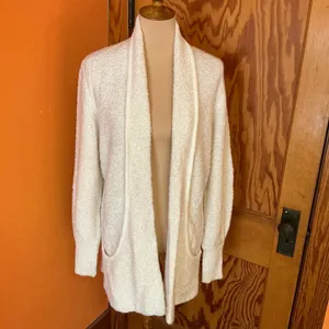 Vtg 90s fuzzy oversized cream cardigan thumbnail 4