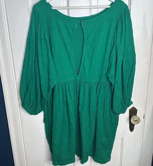 Free People Get Obsessed Emerald Green Babydoll dress W1035 Sz S thumbnail 11