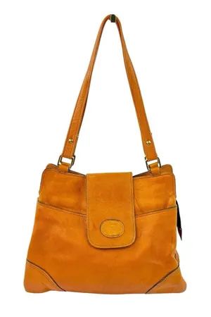 *Vintage BJ Leather Shoulder Bag Brown Leather Top Handle Boho Festival Coastal thumbnail 1