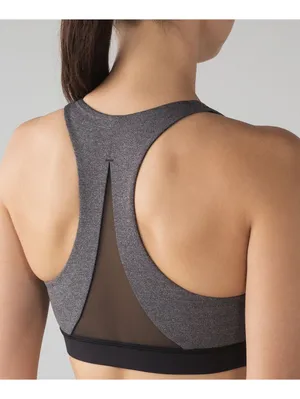 Lululemon Invigorate Bra Heathered Black Black Mesh Racerback Size 4 thumbnail 2
