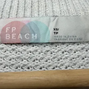 Free People FP Beach Hailee Sweater XS Gray Waffle Knit Henley Oversized Cotton thumbnail 10
