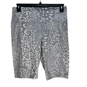 Athletic Works Leopard‎ Print Shorts Women Grey White Stretch Workout Gym Size L thumbnail 6