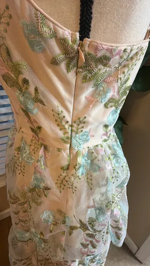 Vici Pink Embroidered Floral Tiered Spaghetti-Strap Dress thumbnail 4