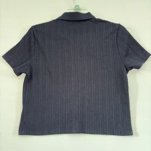 Atelier womens Blue Short Sleeve White Button Up‎ Sweater Preppy Work Casual XL thumbnail 2
