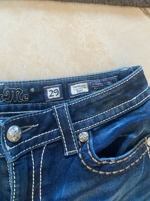 Miss Me Jeans Womens 30 Blue Signature Rise Bootcut Stretch Rhinestone Denim thumbnail 4