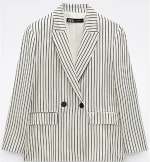 Zara Oversized Black and White Striped Blazer thumbnail 1