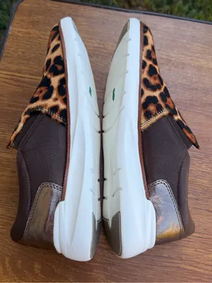 Johnston & Murphy Leopard Calf Hair Slip On Sneakers Women’s 8M Brown Leather thumbnail 8