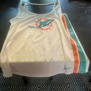 Nike Miami Dolphins tank top in small white/turquoise/orange team apparel. GUC thumbnail 1