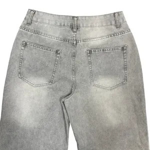 Light Gray Wash Wide Leg‎ Jeans Sz Medium Faded Relaxed Trendy Casual Retro NEW thumbnail 6