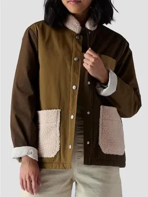 Backcountry Patchwork Sherpa Barn Jacket Tan Size XS thumbnail 1
