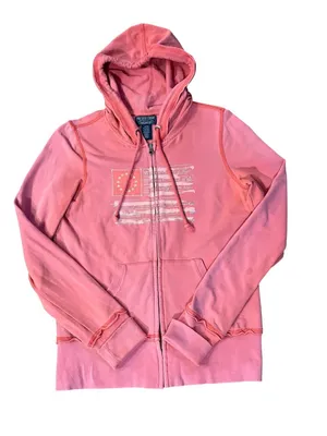 Polo Jeans Company Ralph Lauren Womens M Zip-Up Hoodie Flag Graphic Used thumbnail 3