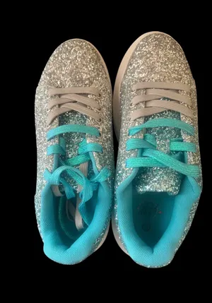 Southern Fried Chicks Turquoise/Silver Glitter Sneakers Women’s Size 8.5 thumbnail 4