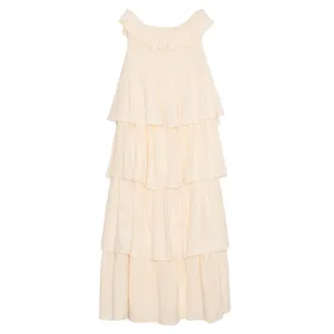 Vici Dress Maxi Cottagecore Prairie Boho Tiered Ruffle Romantic Feminine Cream Small thumbnail 2