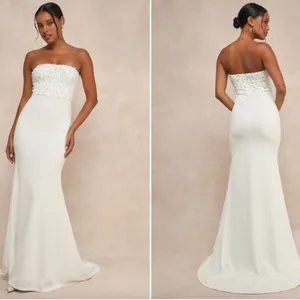 LULU's Wedding Bridal Elegant Sexy Pearl Bustier Sophisticated Romantic Gown thumbnail 3