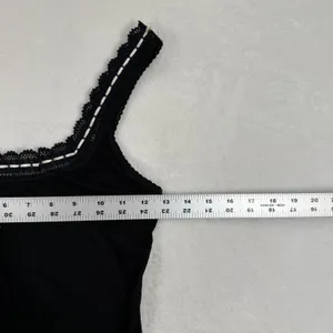 Intimately Free People Black Ribbed Lace Trim Cami Tank Top FP128787CY NWT Small thumbnail 4
