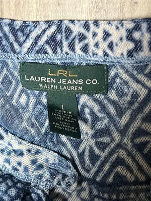 Y2K Lauren Ralph Lauren Blue Sheer Mesh Ruffle Top Large L Boho Grunge thumbnail 3