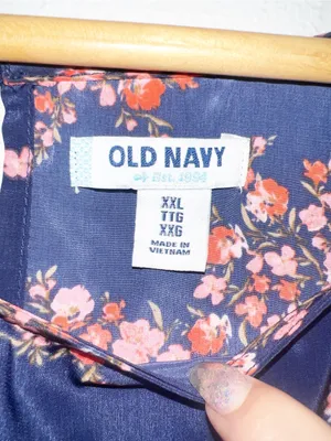 Old Navy Fit & Flare Navy Blue Dress with Pink Floral Print thumbnail 5