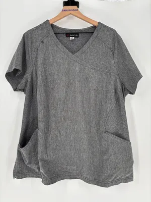 Koi Basics Charlotte scrub top heather gray 2x A thumbnail 1