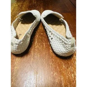 BIRDIES The Starling White Woven Leather Slip On Loafers Flats size 6 thumbnail 3