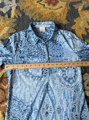Gretchen Scott Everywhere Shirt Dress SZ Small in Paisley Medallion Mosaic Print thumbnail 5