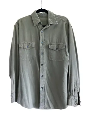 Urban Outfitters Medium Weight Olive Green Button Up Size Medium thumbnail 1