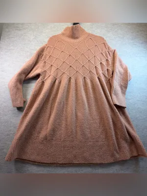 Free People Jaci Wool Blend Sweater Dress Women’s XL Beige Mock Neck thumbnail 3