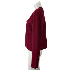 Fashion Womens Red V-neck Oversized Buttons Long Sleeve Cardigan Sweater Size M thumbnail 2