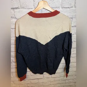 Madewell Colorblock Yoke Pullover‎ Sweater Womens size small cream navy thumbnail 3