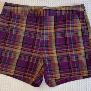 a new day Size 10 Purple Tan Plaid Women's Shorts thumbnail 1