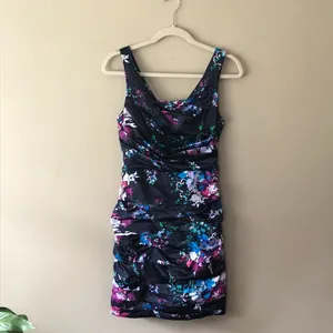 EXPRESS Draped Floral Cocktail Dress Sz 2 thumbnail 2