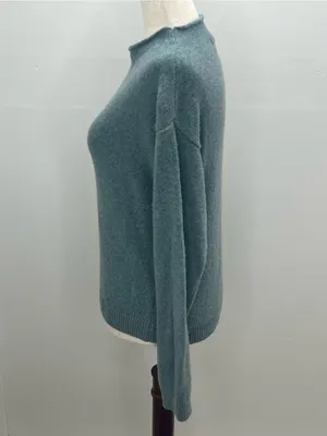 Bianco & Blu Womens Blue Green Made In Italy Wool Blend Mock Neck Sweater Medium thumbnail 4