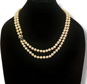 Vintage layered faux pearl necklace thumbnail 1