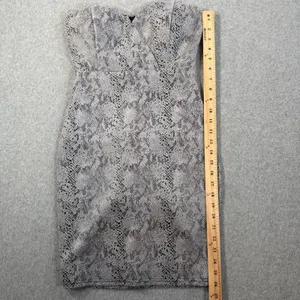 Haute Monde Women's Small Snake Print Strapless Bodycon Mini Dress Gray Black thumbnail 3