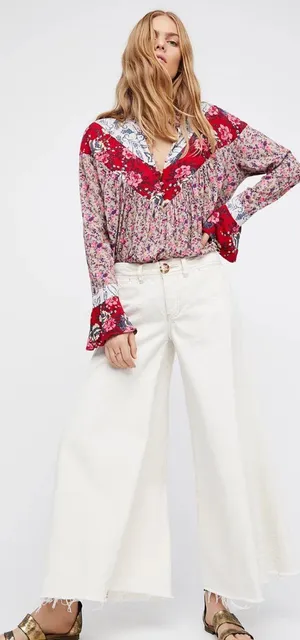 Free People Wildflower Bohemian Fields Long Sleeve Multicolor Tunic thumbnail 1