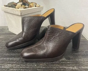 Unisa Brown Leather Sultana Mule Heel Shoes 7 thumbnail 1