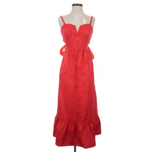 Lulus Major Perfection Red Jacquard Maxi Dress Bow Back Size XS Resort Vacation thumbnail 2