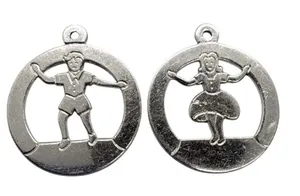 Vintage Forstner‎ Lot of 2 Boy Girl Charm Pendant Sterling 925 Silver 1960s 5.2g thumbnail 1