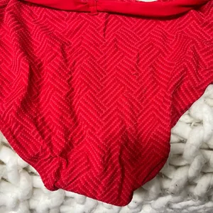 Aerie Red Textured Bikini Bottoms thumbnail 4