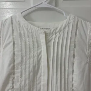 Free The Roses White Cotton Tiered Mini Dress S Ruffle Pintuck Boho Coastal Rush thumbnail 5