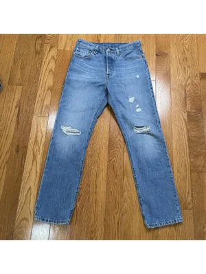 Size W28 L30 Levi’s Premium Detressed Jeans Women’s Light Wash Straight Leg Dnm thumbnail 2