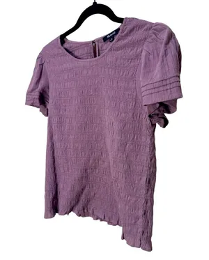 Madewell Lucie Flutter-Sleeve Smocked Bodice Top - Fig Size M thumbnail 7