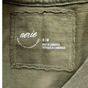 Aerie Haute Cafe Paris Graphic T-Shirt Olive Green Raw Edge Relaxed‎ Fit Medium thumbnail 4