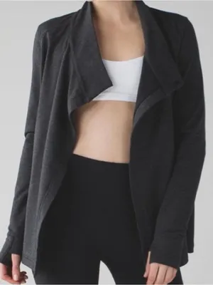 Lululemon Coast Wrap II Open Front Cardigan French Terry Gray Size 6 - C52-079 thumbnail 1