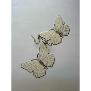 Y2K Vintage Womens White Silver Butterfly Dangle Earrings Feminine Whimsical 90s thumbnail 2