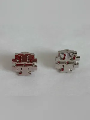 Tory Burch Silver Logo Stud Earrings Never Worn thumbnail 7