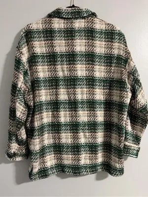 Zara Green, Cream & Brown Tweed Jacket thumbnail 3